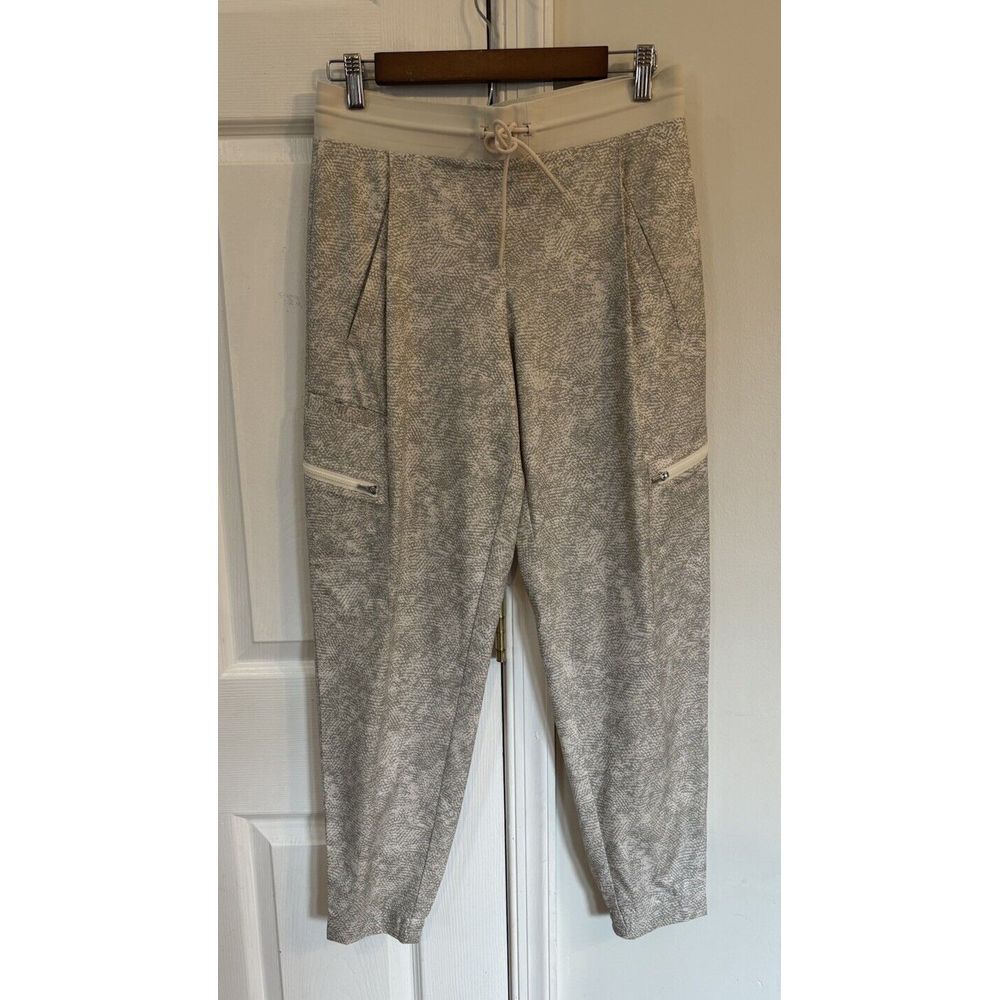 Athleta Venture Printed Pants Jogger Women's Sz 2 Lightweight Gray Cream‎